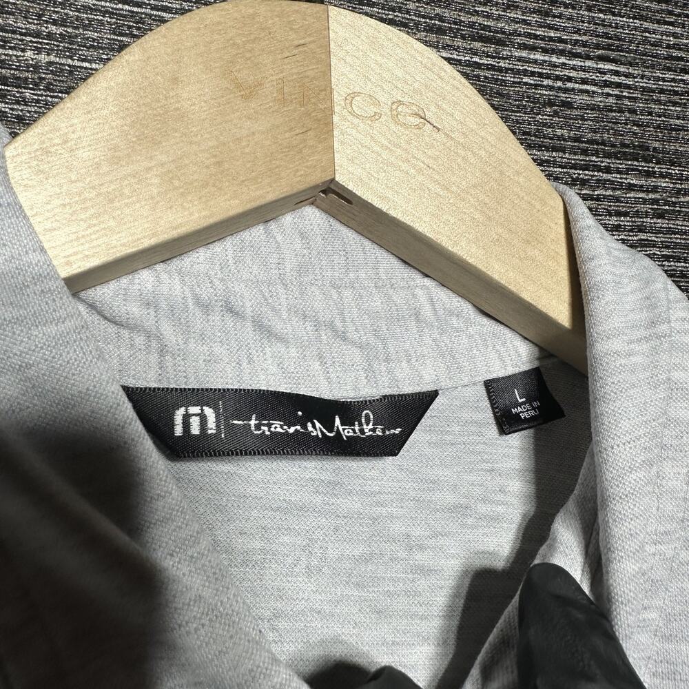 Travis Mathew Polo Shirt Men's Large Gray Striped Short Sleeve Golf - Picture 3 of 12
